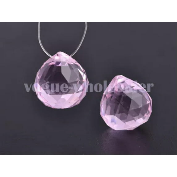 U8MO 20/30/40mm Crystal Glass Ball Prism Chandelier Wedding Decor Teardrop Pendant-Pink/20mm