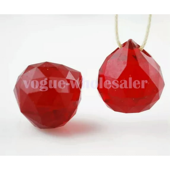 U8MO 20/30/40mm Crystal Glass Ball Prism Chandelier Wedding Decor Teardrop Pendant-Red/20mm