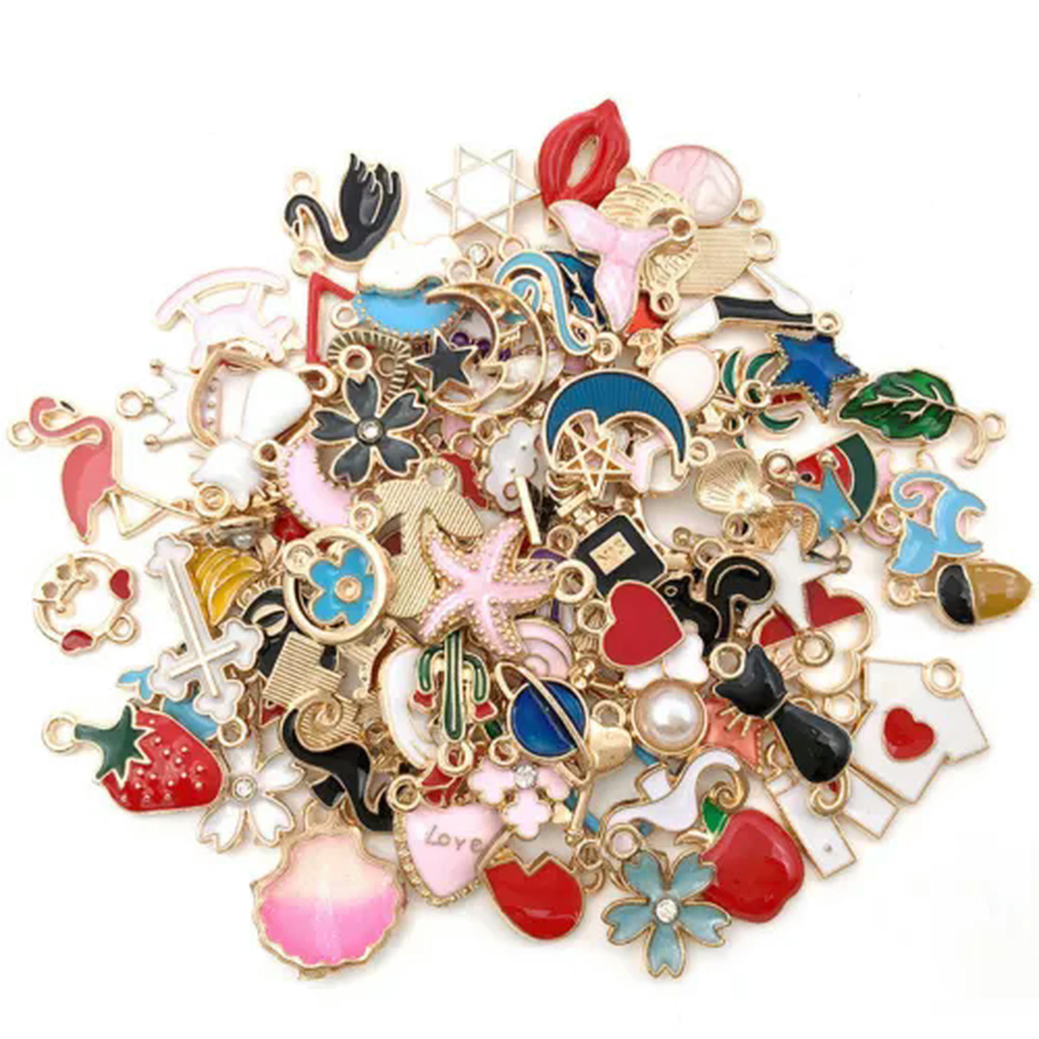 U8MO 20/30/50Pcs Mixed Enamel Charms Pendants For Jewelry Making ...