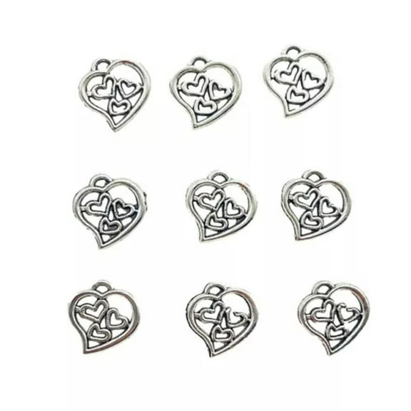 U8MO 20/50/100pcs Mini Heart Antique Silver Charms Pendants For Jewelry Making 10*9mm-20pcs