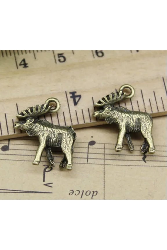 20/50X DIY Jewelry Making Cute Elk Moose Deer Alloy Charm Pendants 18x17mm-bronze-100pcs