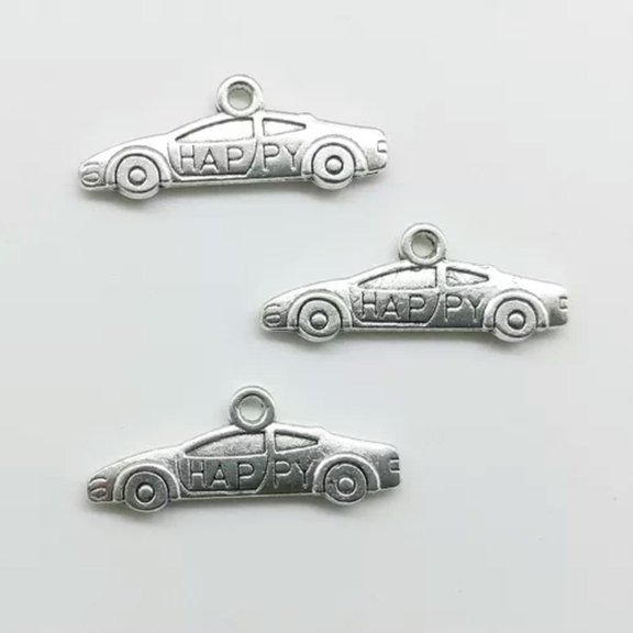 U8MO 20/50pc happy sedan car antique silver charms pendants jewelry DIY 10*26mm-50pcs