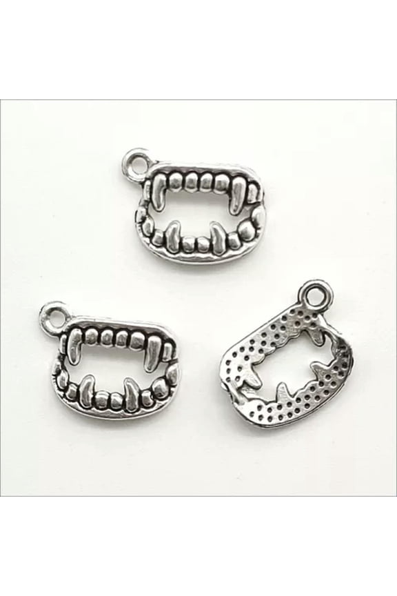 20/60/100X Retro Jewelry Making devil teeth alloy charms pendants DIY 12x17mm-ancient silver-60pcs