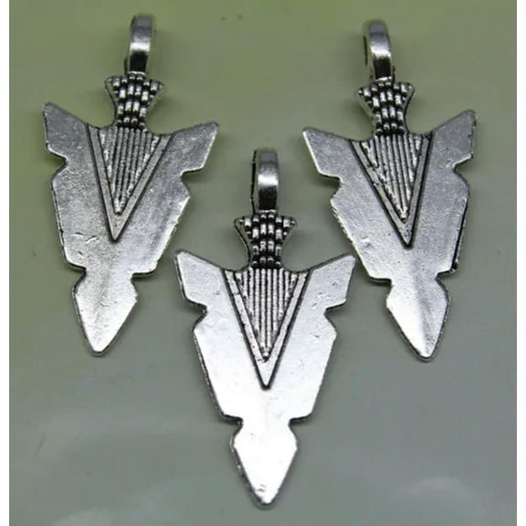 U8MO 20/60X retro style arrowhead alloy charms pendants for Jewelry Making 31*15mm-ancient silver-20pcs