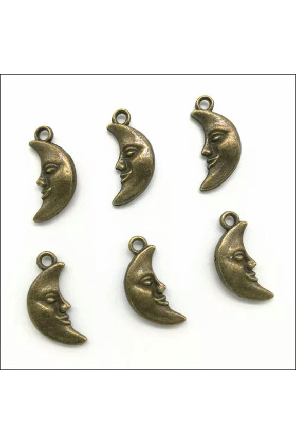 20/70pcs Moon Face Antique Silver Charms Pendants DIY Jewelry Findings 19x9mm-Bronze-20pcs