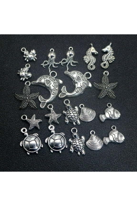 20 Assorted Tibet Silver Ocean Fish Sea Animal Charm Pendant DIY Earring Jewelry