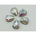 thumbnail image 1 of U8MO 20 Crystal Glass Teardrop Rhinestones Rose Montees Beads 10X14mm Colour Choice-Silver + Clear AB Crystal, 1 of 9