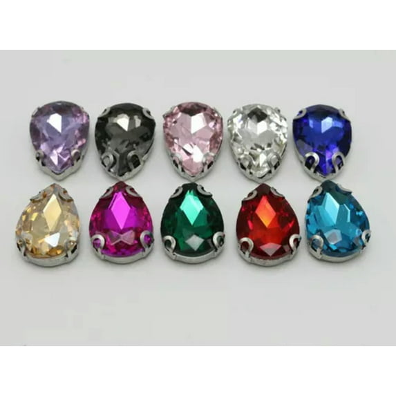 U8MO 20 Crystal Glass Teardrop Rhinestones Rose Montees Beads 13X18mm Colour Choice-Silver+ Mixed Colour Crystal