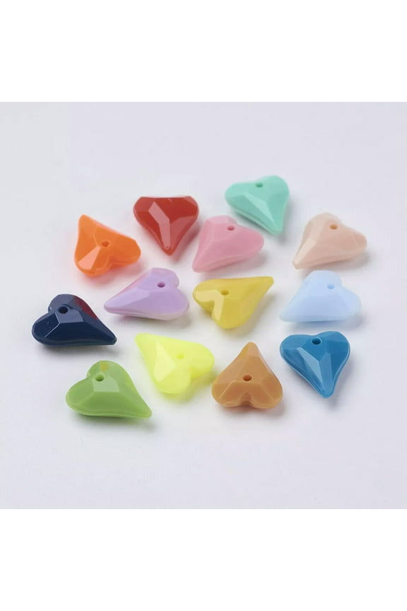 20 Heart Charms Pendants Alice in Wonderland Assorted Lot Faceted Acrylic 11mm