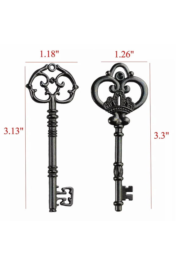20 Large Key Pendants Black Skeleton Keys Santa Keys Christmas 3 Inches Big
