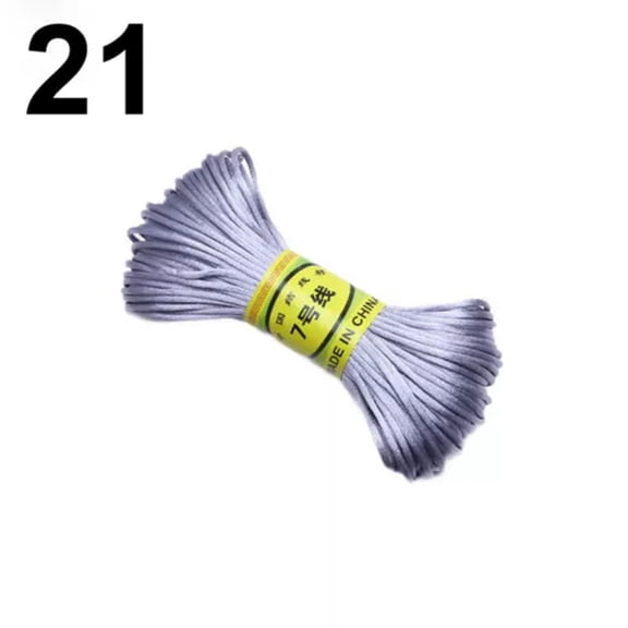 U8MO 20 Meter 1.5mm Braided Macrame Satin Silk Cord Chinese Knot Nylon Rattail Thread-21# Grey