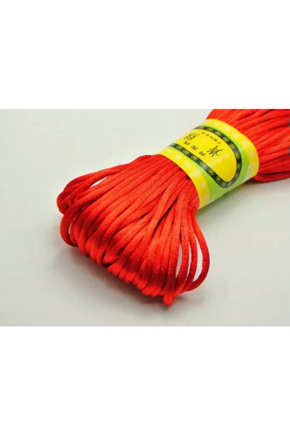 20 Meter 2.5mm Braided Macrame Satin Silk Cord Chinese Knot Nylon Rattail Thread-1# Red