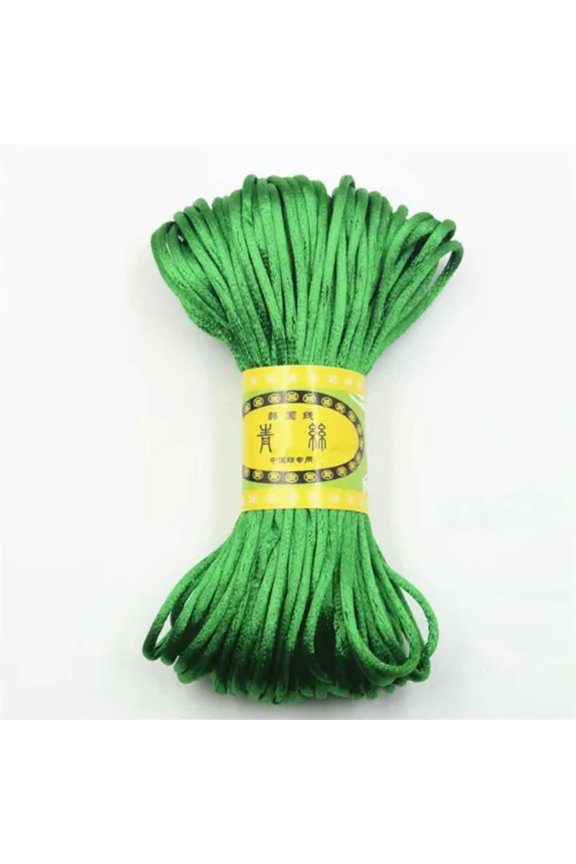 20 Meter 2.5mm Braided Macrame Satin Silk Cord Chinese Knot Nylon Rattail Thread-14# Green