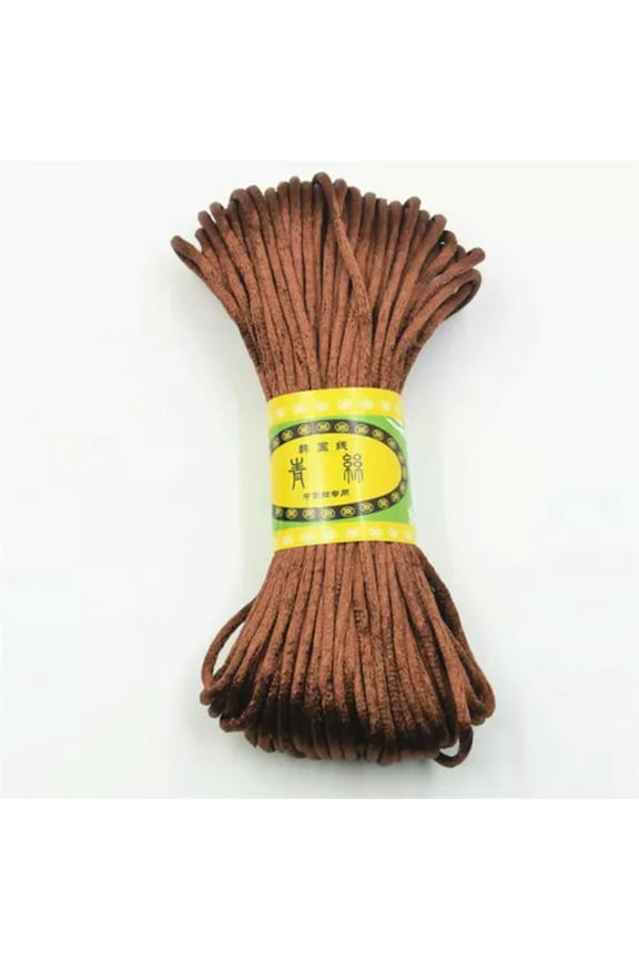 20 Meter 2.5mm Braided Macrame Satin Silk Cord Chinese Knot Nylon Rattail Thread-17# Coffee