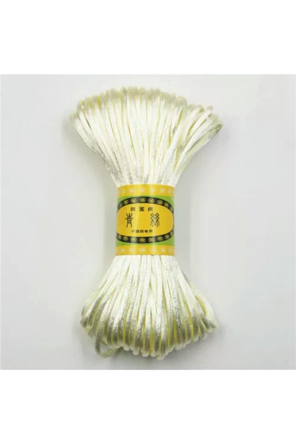 20 Meter 2.5mm Braided Macrame Satin Silk Cord Chinese Knot Nylon Rattail Thread-20# Ivory