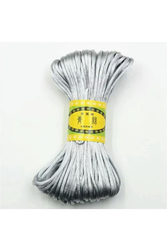 20 Meter 2.5mm Braided Macrame Satin Silk Cord Chinese Knot Nylon Rattail Thread-21# Grey