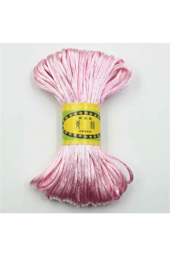 20 Meter 2.5mm Braided Macrame Satin Silk Cord Chinese Knot Nylon Rattail Thread-6# Pink
