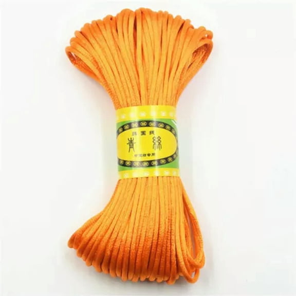U8MO 20 Meter 2.5mm Braided Macrame Satin Silk Cord Chinese Knot Nylon Rattail Thread-7# Orange