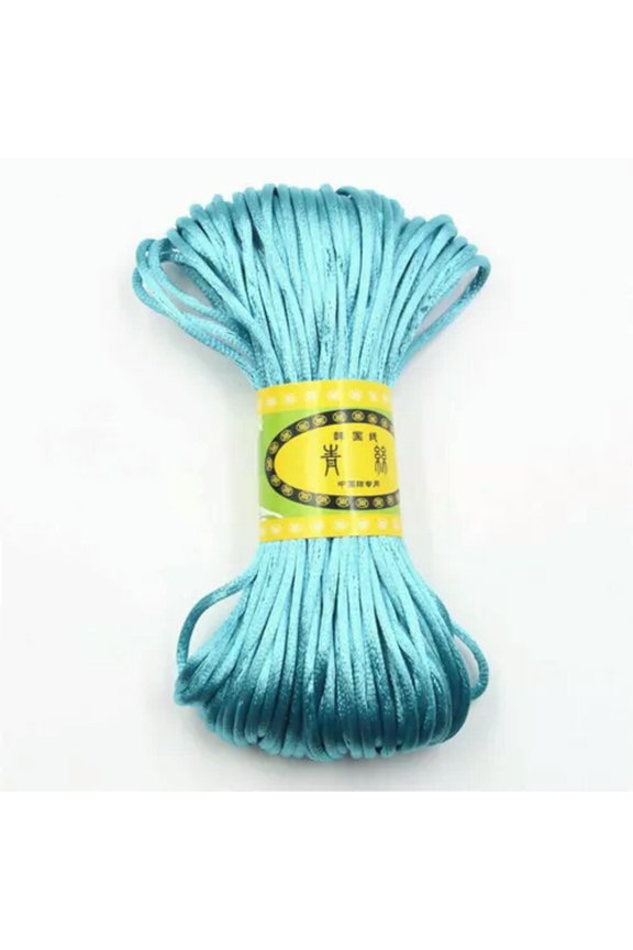 20 Meter 2.5mm Braided Macrame Satin Silk Cord Chinese Knot Nylon Rattail Thread-9# Light Blue