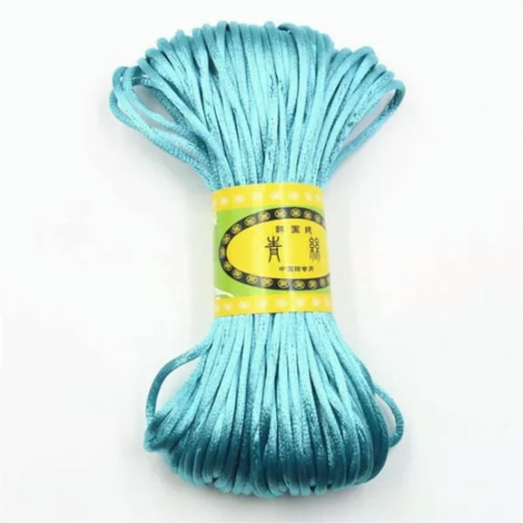 U8MO 20 Meter 2.5mm Braided Macrame Satin Silk Cord Chinese Knot Nylon Rattail Thread-9# Light Blue