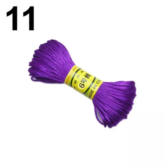 U8MO 20 Meter 2mm Braided Macrame Satin Silk Cord Chinese Knot Nylon Rattail Thread-11# Purple