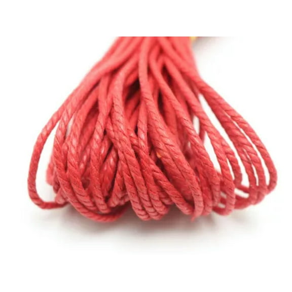 U8MO 20 Meters Waxed Twisted Cotton Cord Thread Line 2mm Macrame Rope String Jewelry-Red