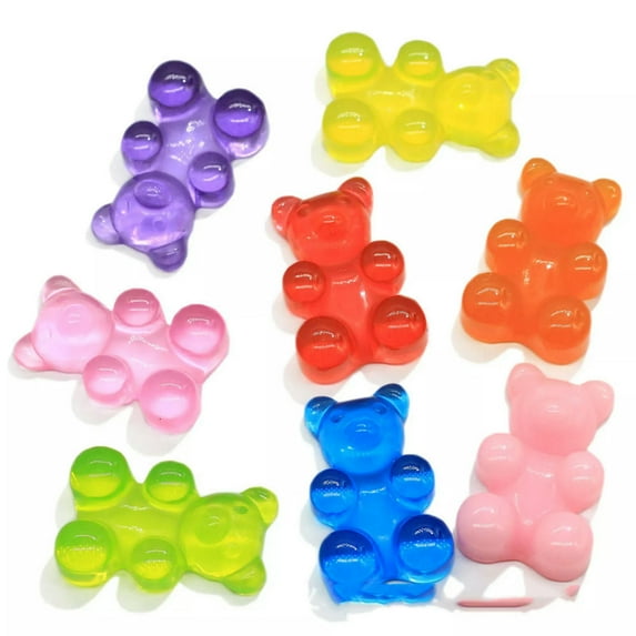U8MO 20 Mixed Color Resin Gummy Bear Jelly Bear Flatback Cabachons 17X10mm Charms