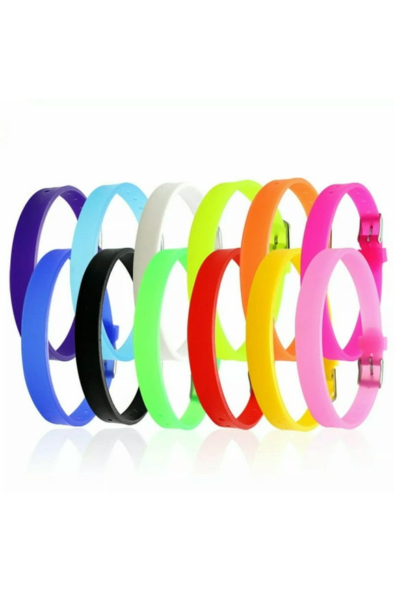 20 Mixed Color Rubber Bracelet Wristband Fit 8mm Slide Charm DIY Name