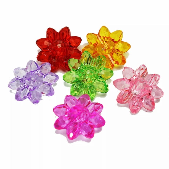 U8MO 20 Mixed Color Transparent Acrylic Sunflower Button Beads 25mm Shoe Hair Access