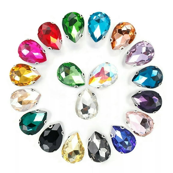 U8MO 20 Mixed Colour Crystal Glass Teardrop Rhinestones Rose Montees Beads 10X14mm
