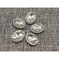 thumbnail image 1 of U8MO 20 Pcs Silver Rhinestone Bling Crystal Flatback Oval Buttons 14X18mm for Wedding-Silver + Clear Crystal, 1 of 8