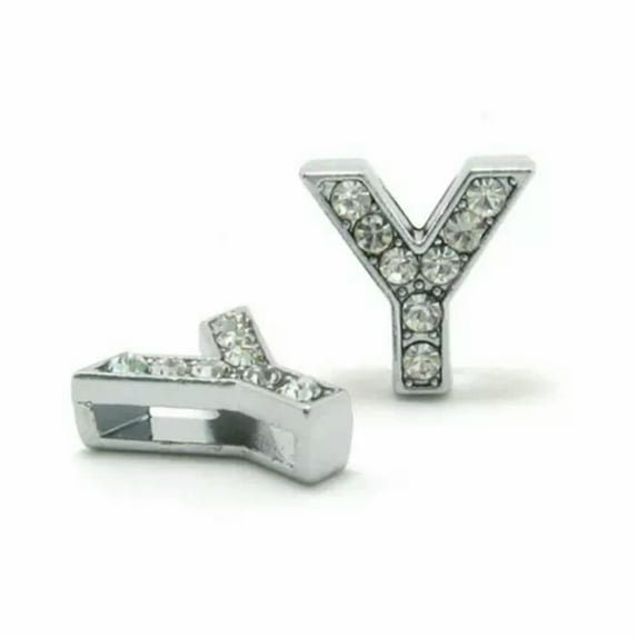 U8MO 20 Rhinestone Alphabet Letters Slide Beads Charm Fit 8mm Wristbands DIY Name-Y