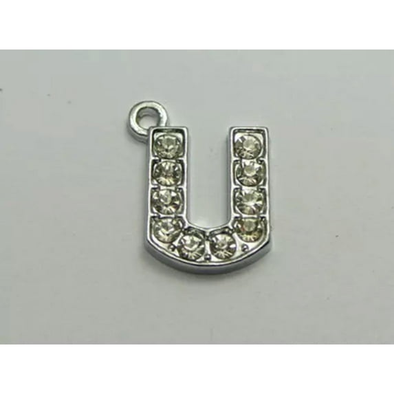 U8MO 20 Silver Alloy Rhinestone Alphabet Letter "A-Z" Charms Pendant Jewelry Making-U