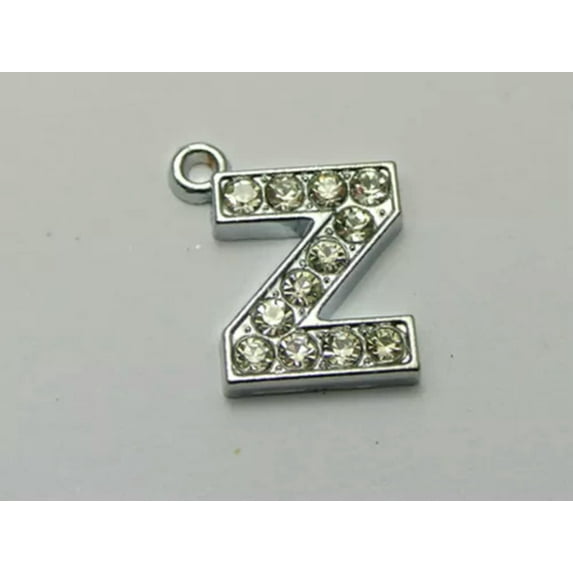 U8MO 20 Silver Alloy Rhinestone Alphabet Letter "A-Z" Charms Pendant Jewelry Making-Z