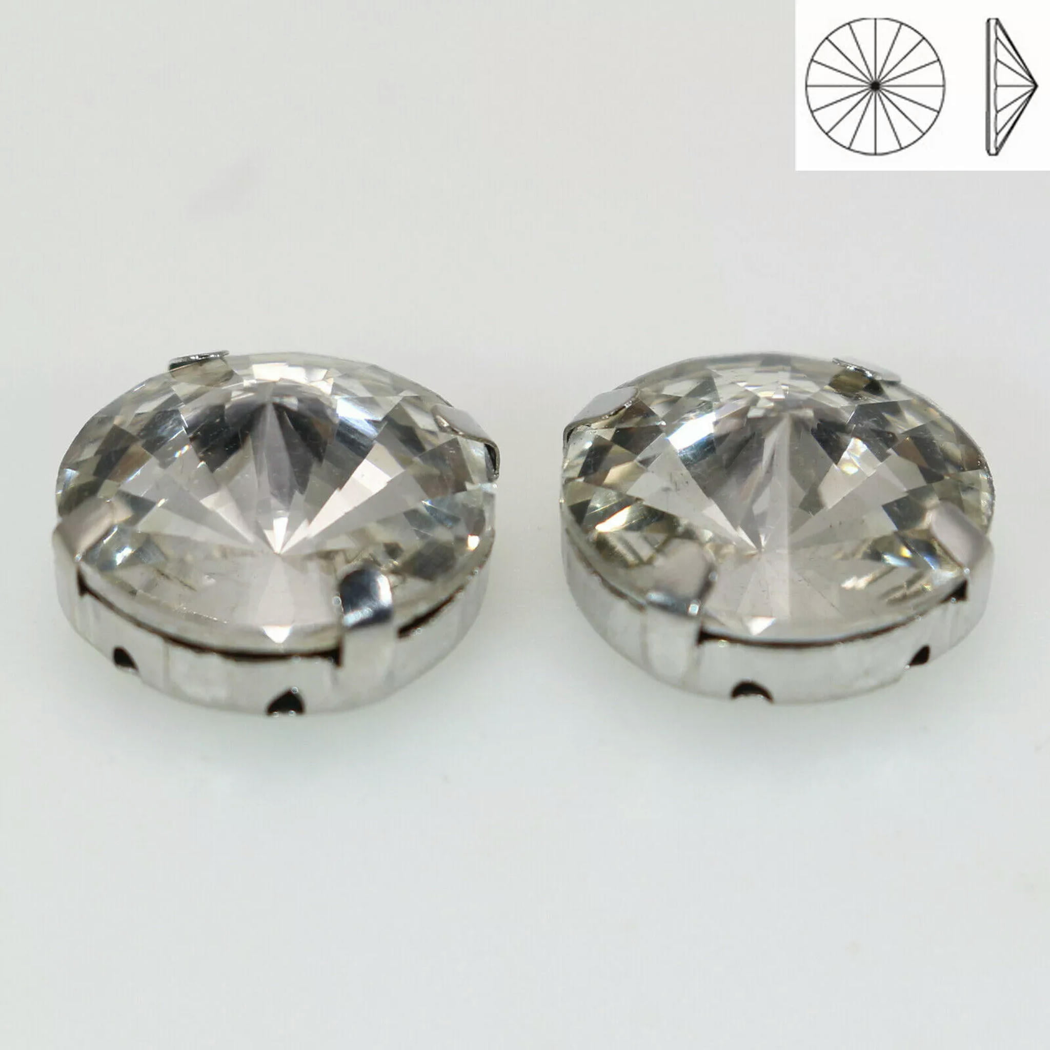U8MO 20 Silver Clear Crystal Rivoli Rhinestones Gems Rose Montees 16mm ...