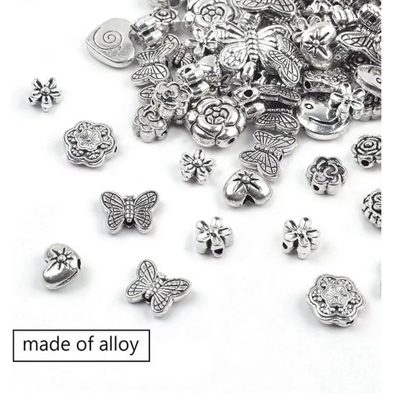 U8MO 20 Spacer Beads Antique Silver Findings Assorted Lot Jewelry Making Mix Flower