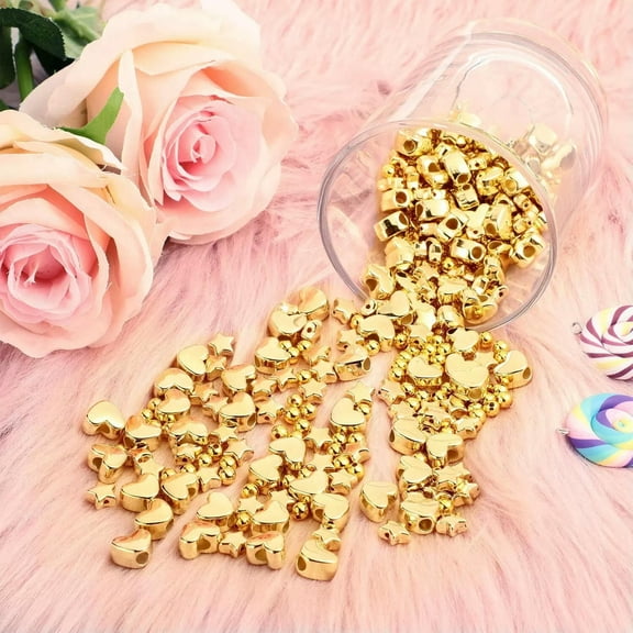 U8MO 20 Spacer Beads Mix Gold Findings Star Heart Assorted Lot 5mm 8mm 12mm Mix