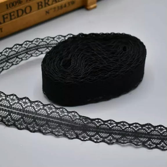 U8MO 20 Yards Bilateral Handicrafts Embroidered Lace Trim 25mm Sewing Wedding-Black