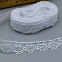 U8MO 20 Yards White Handicrafts Embroidered Lace Ribbon Trim Wedding Applique Sewing -4# Unilateral 22mm