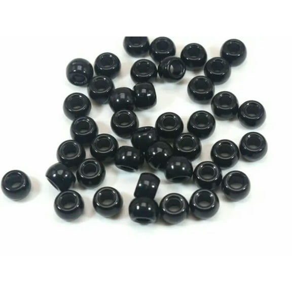 U8MO 200 Acrylic Barrel Pony Beads 9X6mm Various Colour for Kids Craft Kandi Bracelet-3# Black