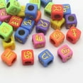 thumbnail image 1 of U8MO 200 Assorted 12 Astrology Horoscopes Acrylic Cube Pony Beads 7X7mm Kids Crafts-Mixed Color with Gold, 1 of 8
