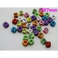 thumbnail image 1 of U8MO 200 Assorted Alphabet Letter Acrylic Cube Pony Beads 7X7mm Jewelry Kids Craft-5-5# Mixed Color With Black, 1 of 6