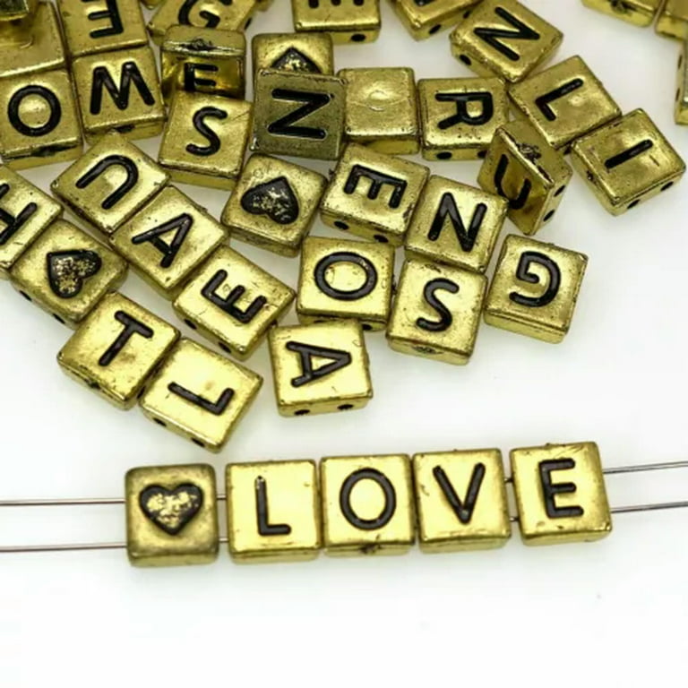 U8MO 200 Assorted Alphabet Letter Double Hole Square Acrylic Beads