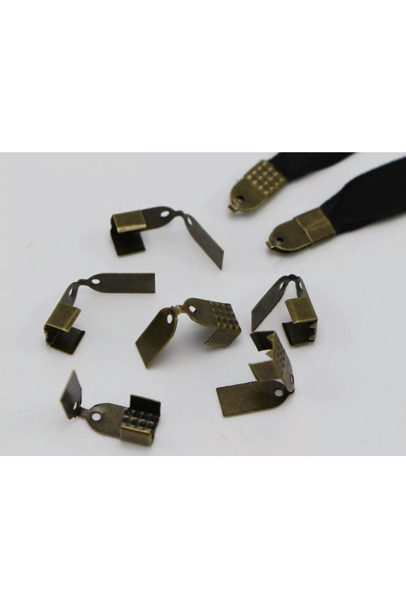 200 Bronze Necklace Cord Crimp Beads End Caps with Tongue 11X6mm