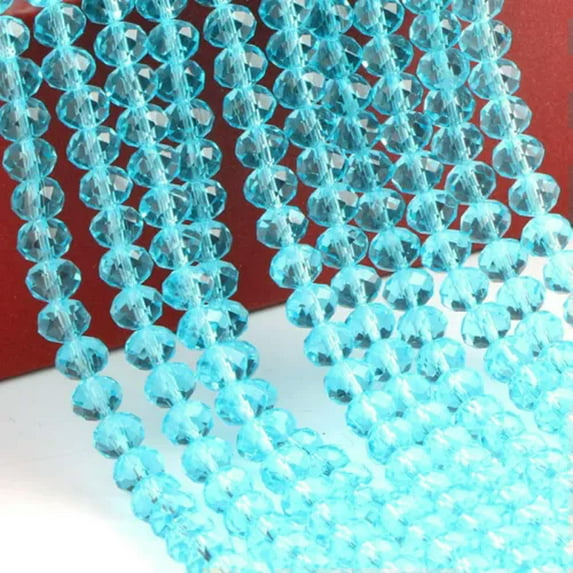 U8MO 200 Faceted Rondelle Abacus Beads Crystal Glass Mini Beads 6X4mm Various Color-Aqua Blue
