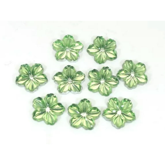 U8MO 200 Flatback Acrylic 3D Flower Rhinestone Gem Cabochons 13mm Various Color Craft-Light Green