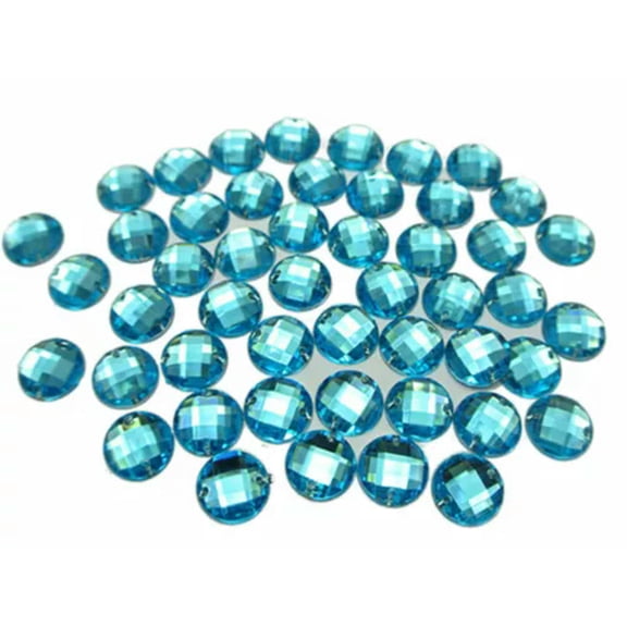 U8MO 200 Flatback Acrylic Faceted Round Sewing Rhinestone Button 10mm Sew on beads-Blue