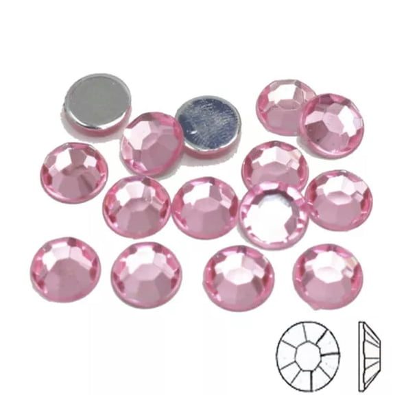 U8MO 200 Flatback Acrylic Round Rhinestone Gems 10mm(3/8") NO Hole Color for Choice-Pink