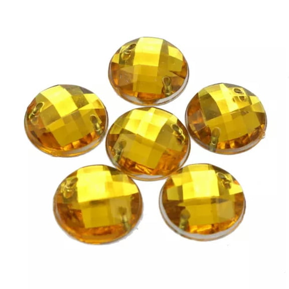 U8MO 200 Flatback Acrylic Round Sewing Rhinestone Gems Button 12mm Sew on beads-Gold