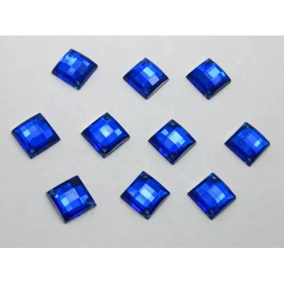 U8MO 200 Flatback Acrylic Square Sewing Rhinestone Gem Button 8X8mm Sew on beads-Royal Blue